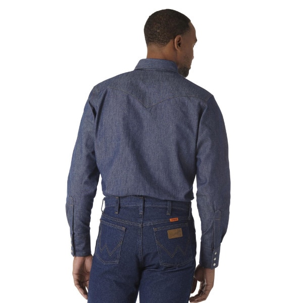 Wrangler FR Long Sleeve Twill Work Shirt in Denim